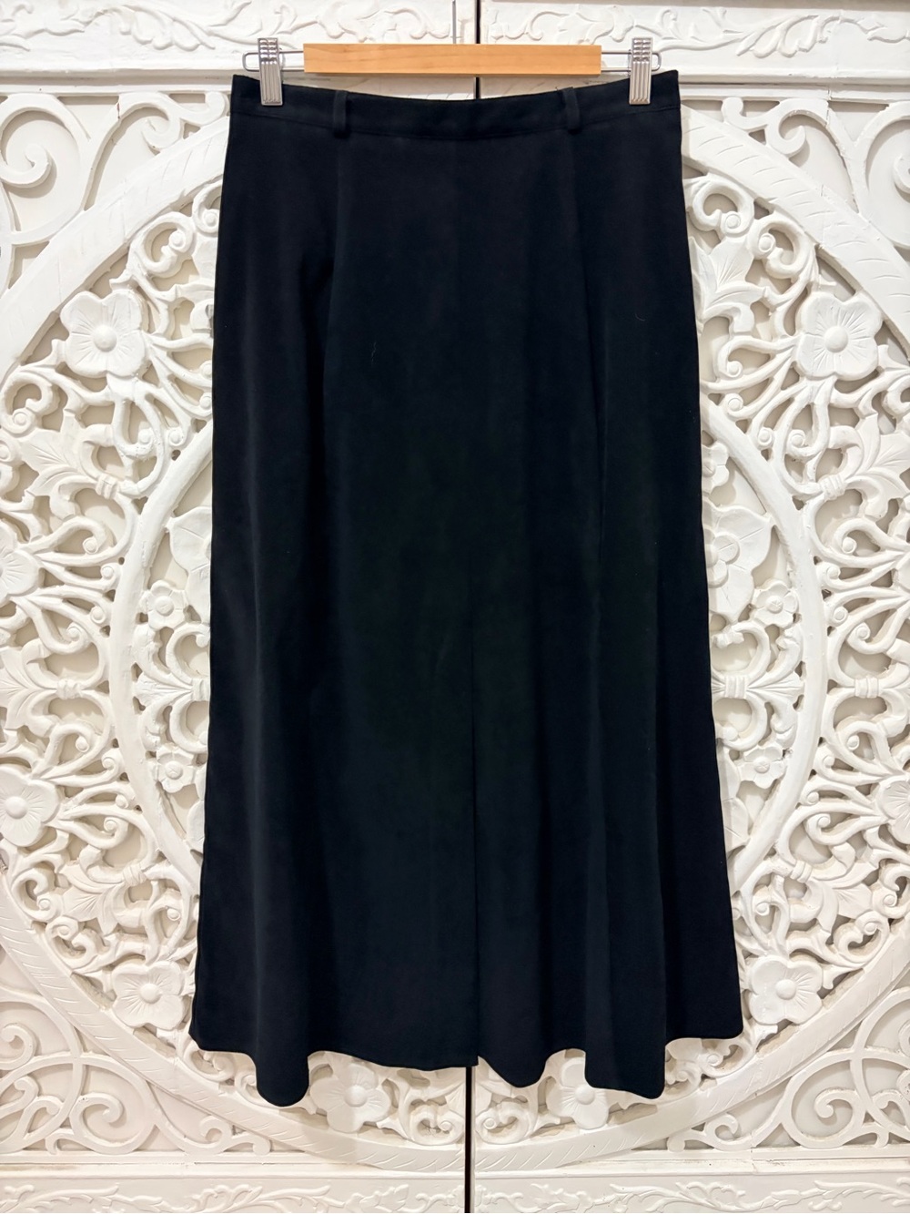 Vintage Steilmann Black Faux Suede Maxi Skirt 90s US 10